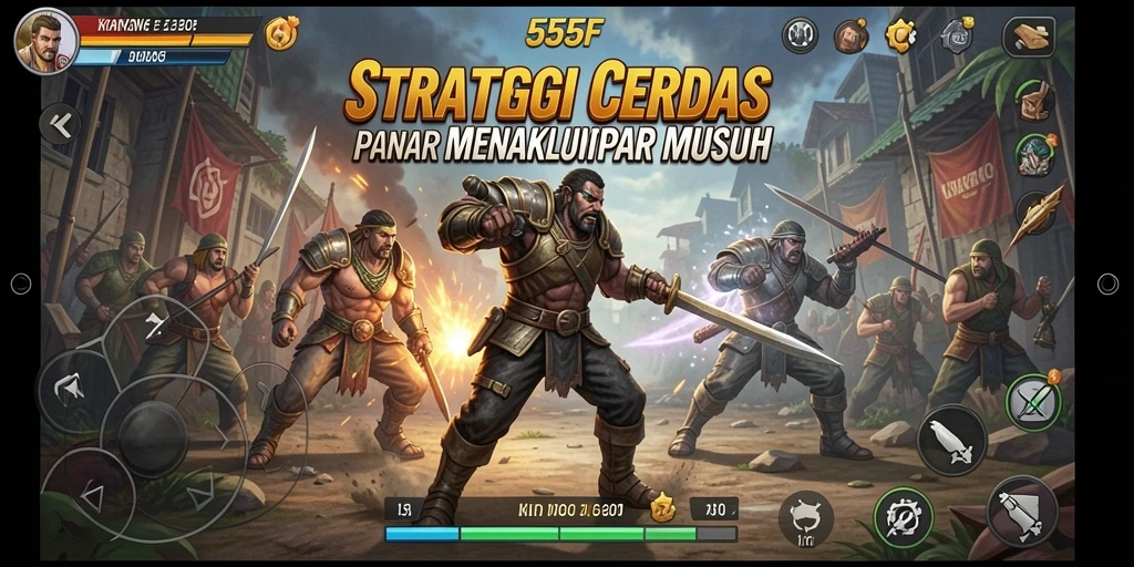 Tampilan aksi seru dalam gameplay 555F yang menegangkan.