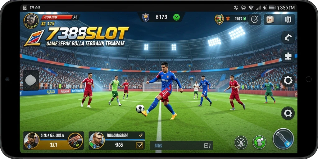 Tampilan menegangkan dari gameplay sepak bola yang seru dan menghibur.