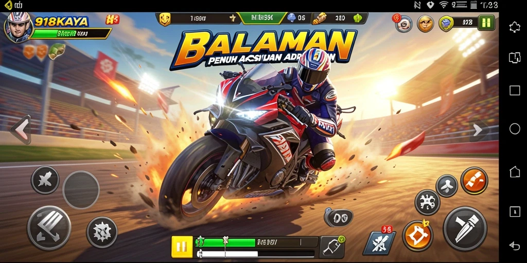 Tampilan gameplay yang seru dalam balapan motor.