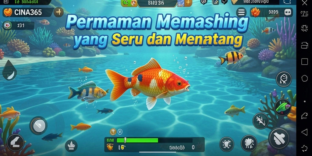 Tampilan gameplay CINA365 dengan aktivitas memancing yang seru.