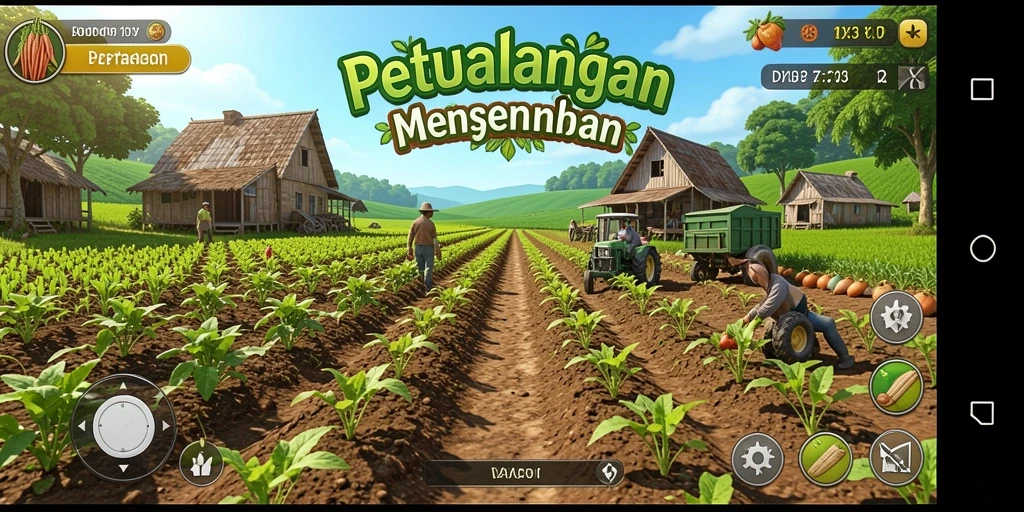 Screenshot menampilkan momen bertani yang seru dalam D73.