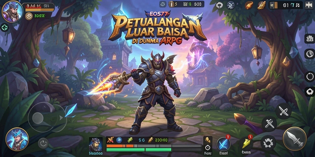 Tangkapan layar gameplay EOS77 menampilkan aksi seru dan interaksi dalam pertempuran ARPG.