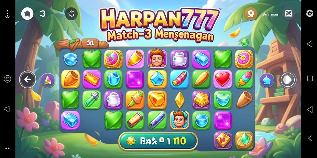 Tampilan permainan HARAPAN777 dengan elemen Match-3 yang menarik.