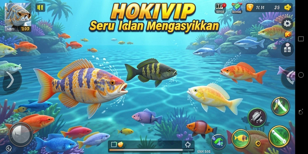 Tangkapan layar menunjukkan gameplay seru HOKIVIP saat menembak ikan.