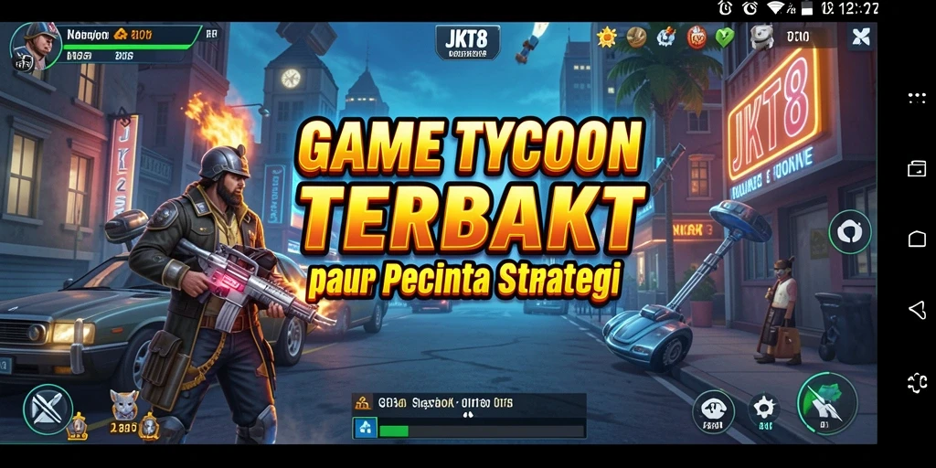 Tangkapan layar gameplay JKT8 menunjukkan keseruan membangun bisnis.