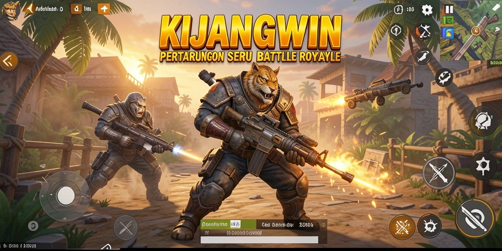 Tampilan gameplay <strong>KIJANGWIN</strong> yang menegangkan dalam pertandingan Battle Royale.