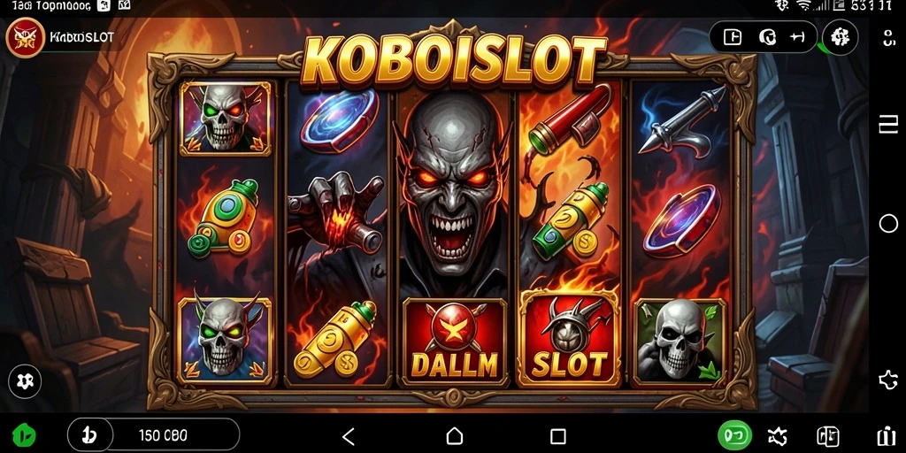 Tangkapan layar KOBOISLOT yang menampilkan suasana gameplay menyeramkan.