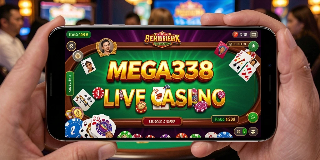 Screenshot gameplay MEGA338 menampilkan suasana Live Casino yang menegangkan.