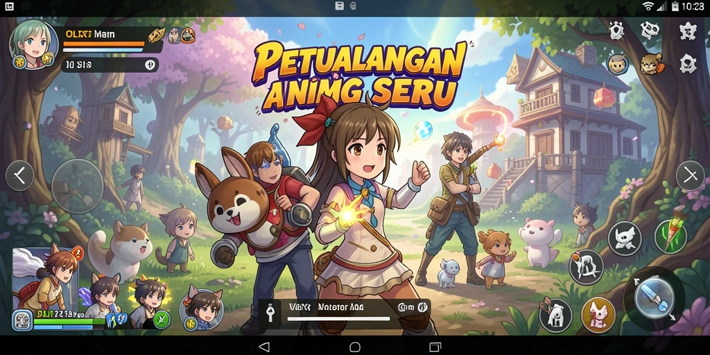 Tampilan gameplay seru dalam OLX128 yang penuh petualangan anime.