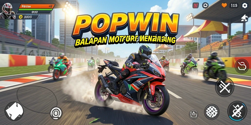 Screenshot menampilkan aksi balapan motor di lintasan menantang.