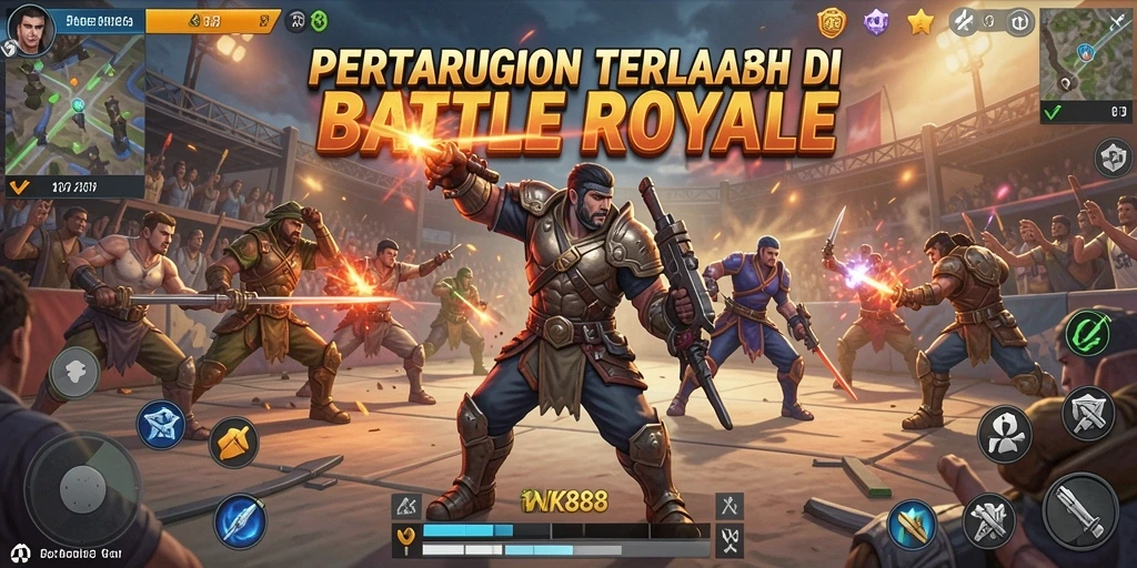 Gameplay seru WK888 dalam pertempuran Battle Royale.